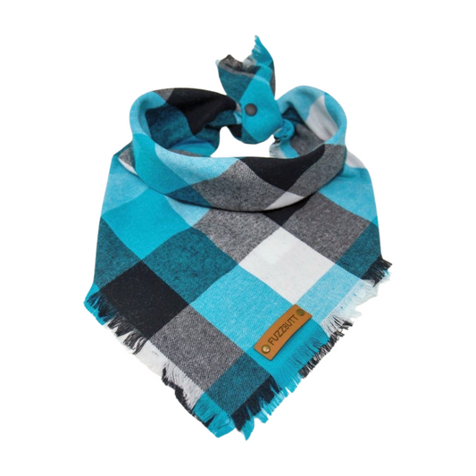 Blue, Black, and White Plaid - Pet Scarf