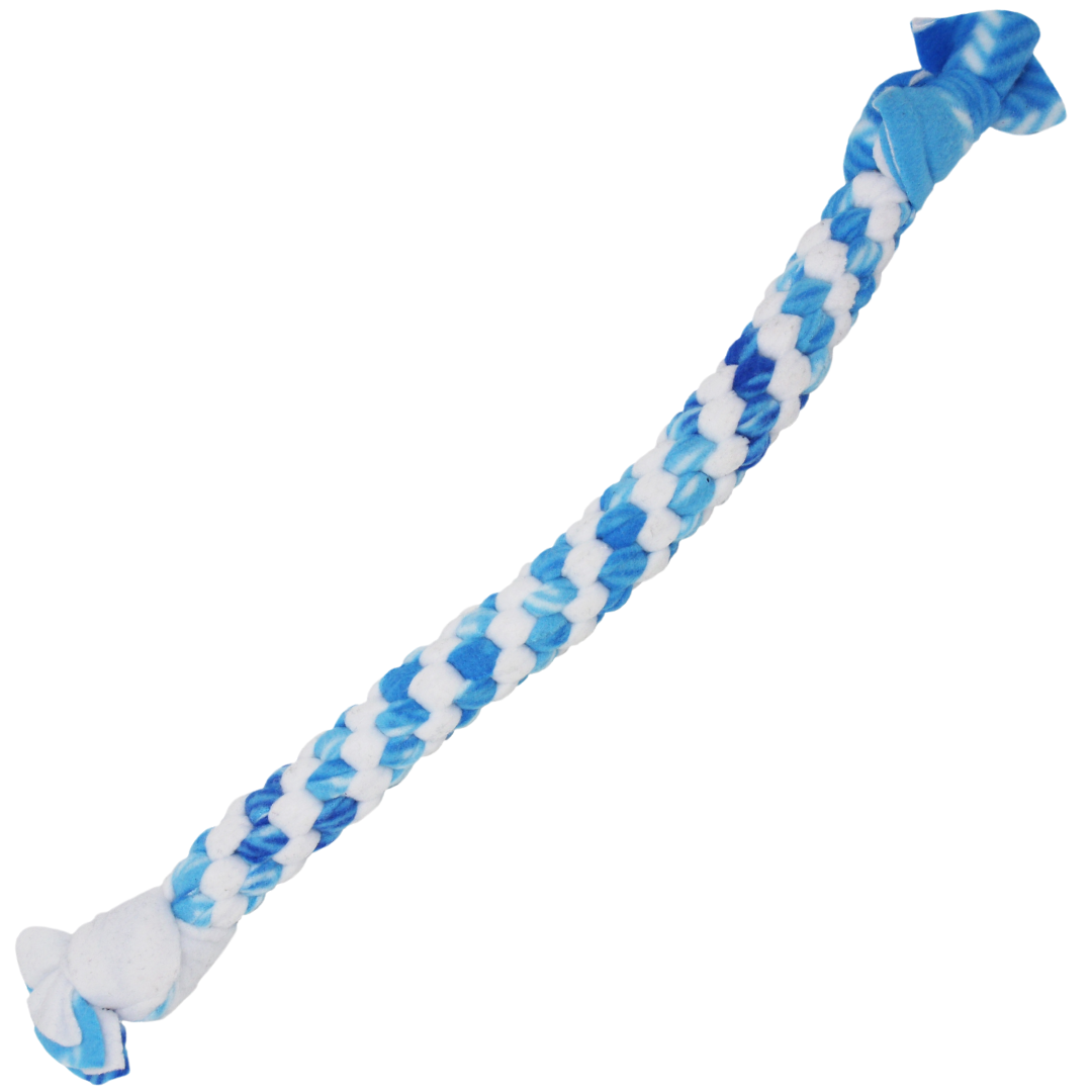 large light blue fleece rope toy front view