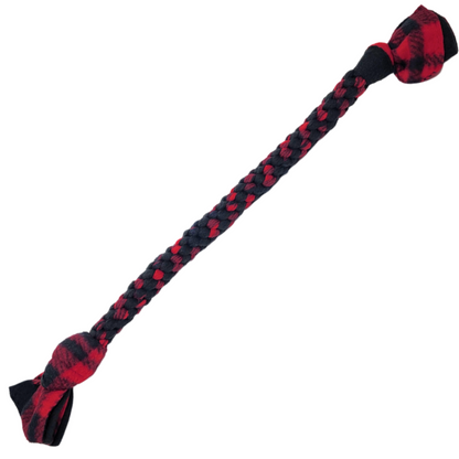 large red fleece rope toy front view