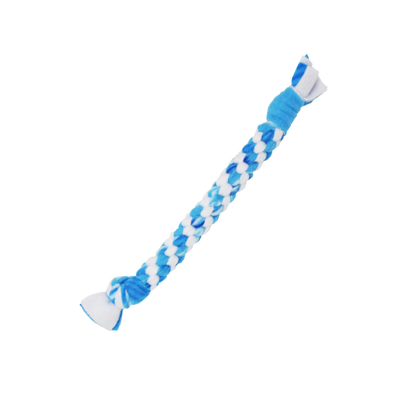 small light blue fleece rope toy front view