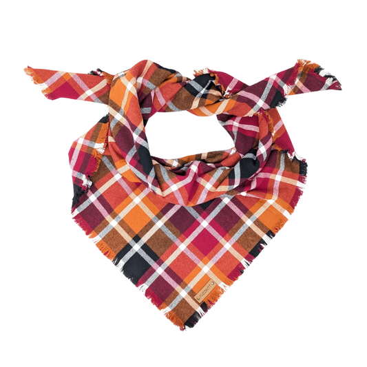 Orange, Red and Black Plaid - Blanket Scarf