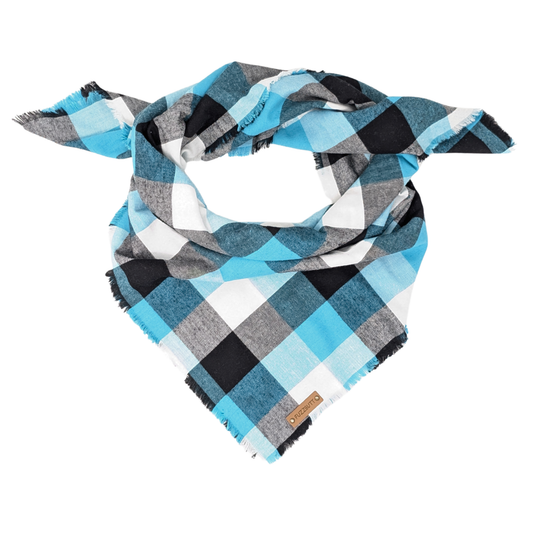 Blue, Black, and White Plaid - Blanket Scarf