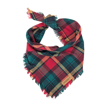 Green, Red and Yellow Plaid - Pet Scarf