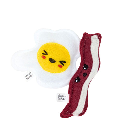 Bacon And Egg Set - Felt Catnip Toys