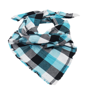 Blue, Black, and White Plaid - Blanket Scarf