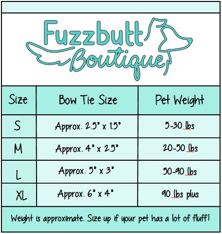 pet bow tie size chart