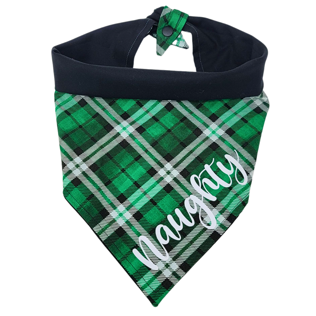 Naughty Green Plaid - Pet Bandana