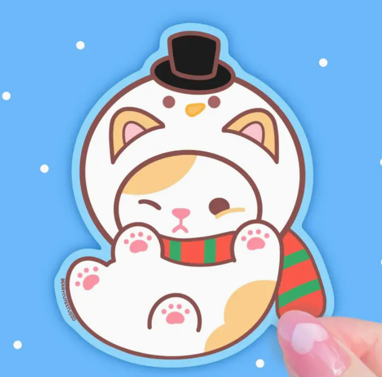 Snowman Kitten - Sticker