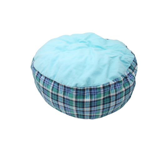 Teal Plaid -Marshmallow Pet Bed